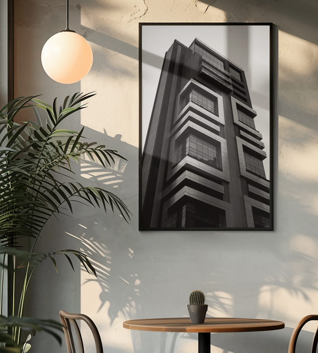Cubic Architecture B&W | Framed Canvas