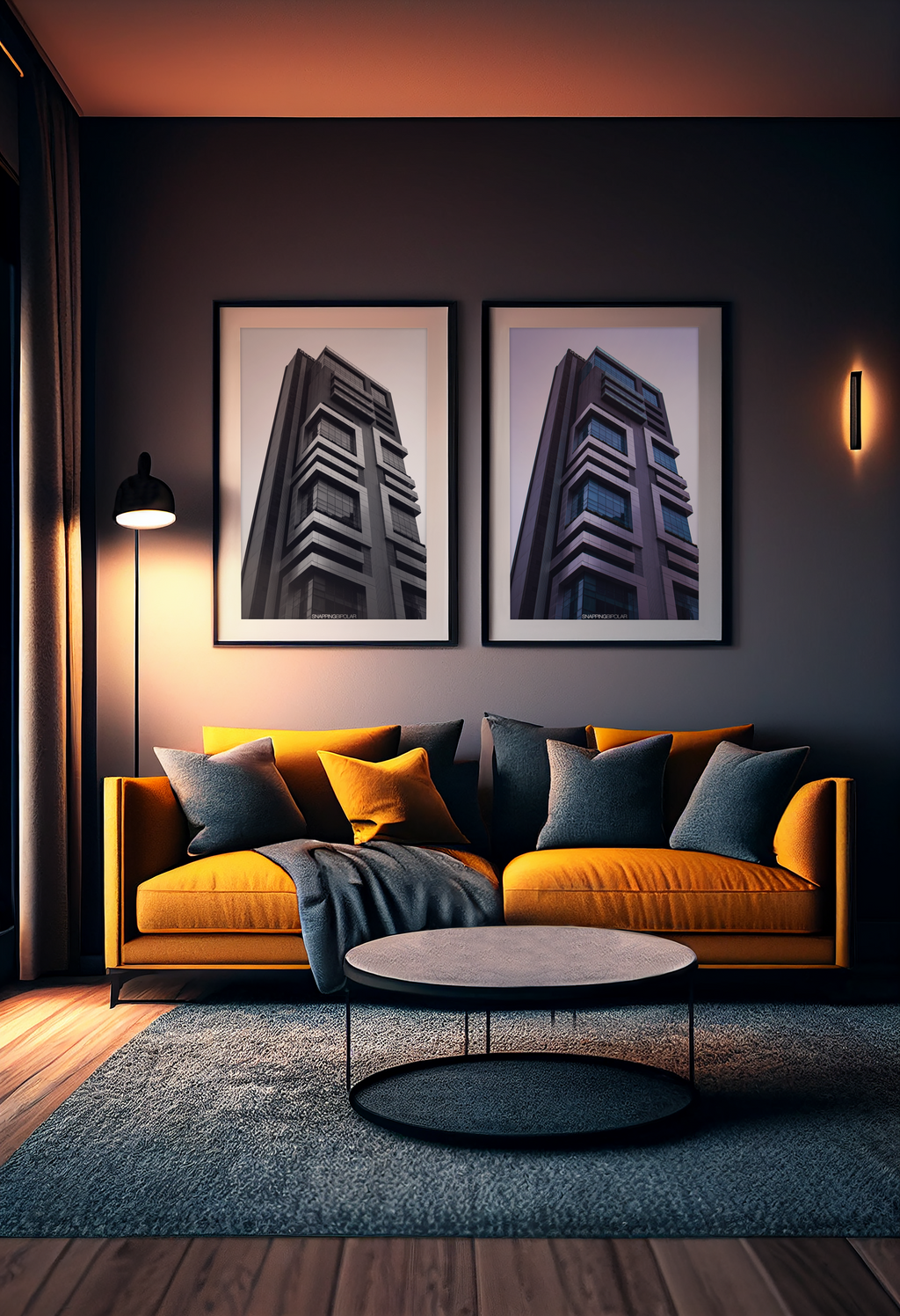 Cubic Architecture B&W | Framed Canvas